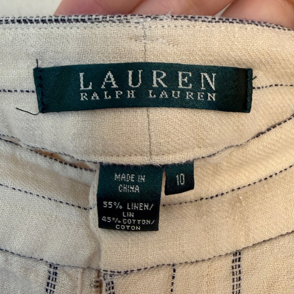 Vintage Ralph Lauren linen cotton stripe straight trouser pants size 10 (M) - Picture 6 of 7